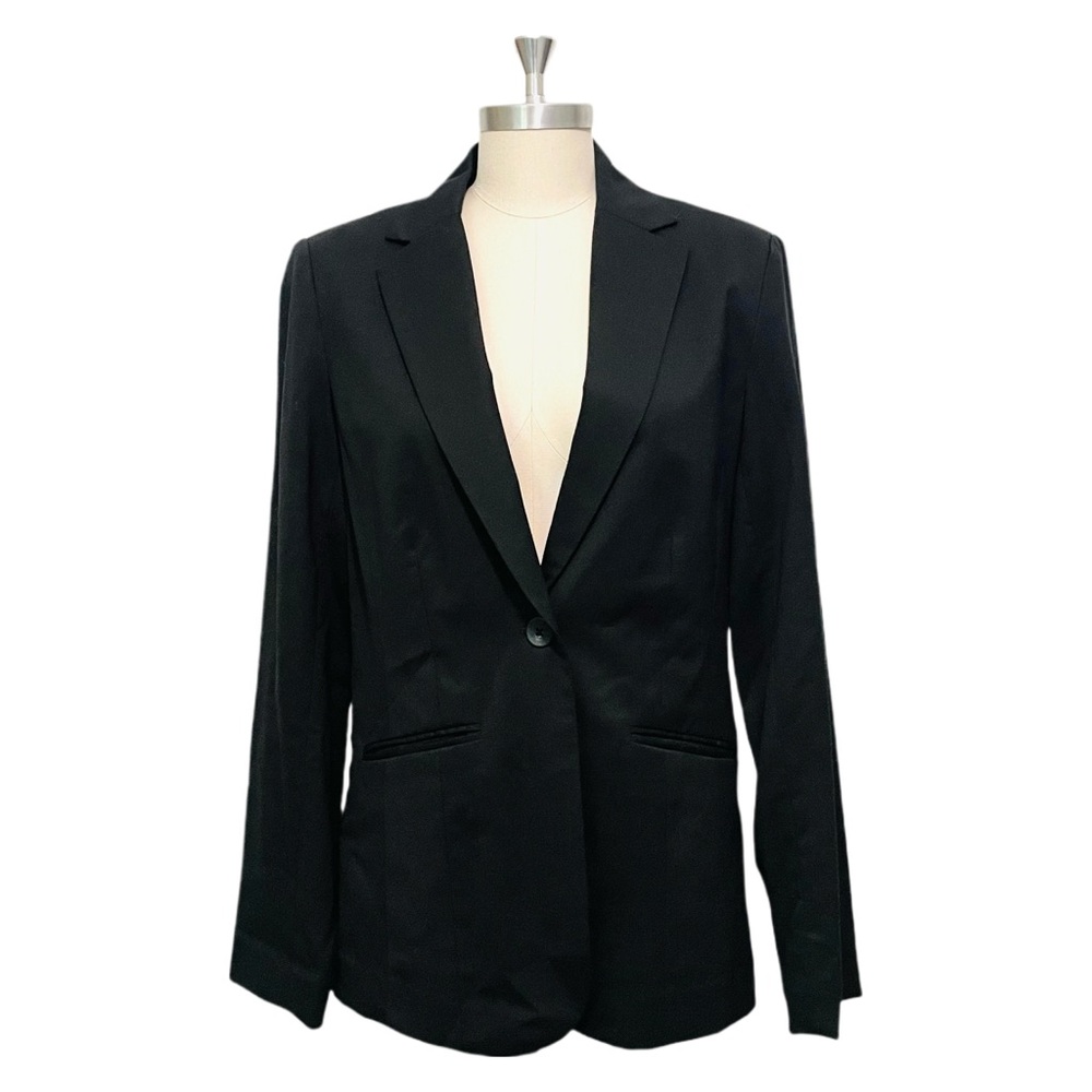 Eddie Bauer Women’s Black Fitted Blazer Size 10 Tall Career Professional Office